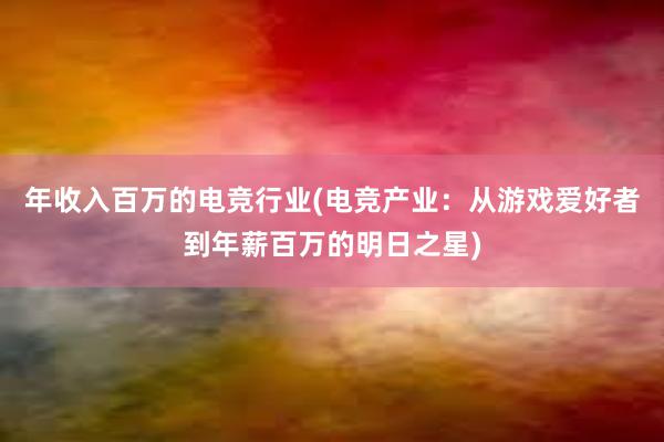 年收入百万的电竞行业(电竞产业：从游戏爱好者到年薪百万的明日之星)