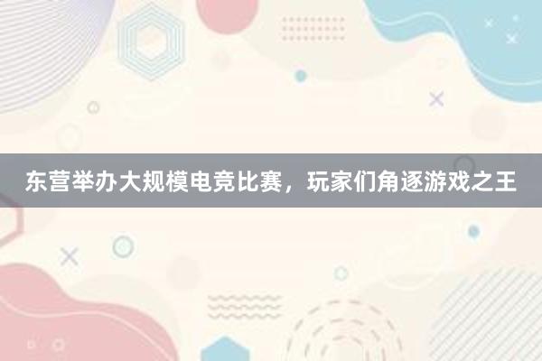 东营举办大规模电竞比赛，玩家们角逐游戏之王