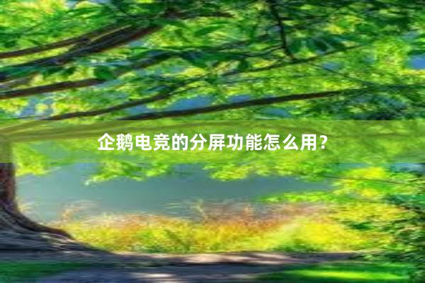 企鹅电竞的分屏功能怎么用？