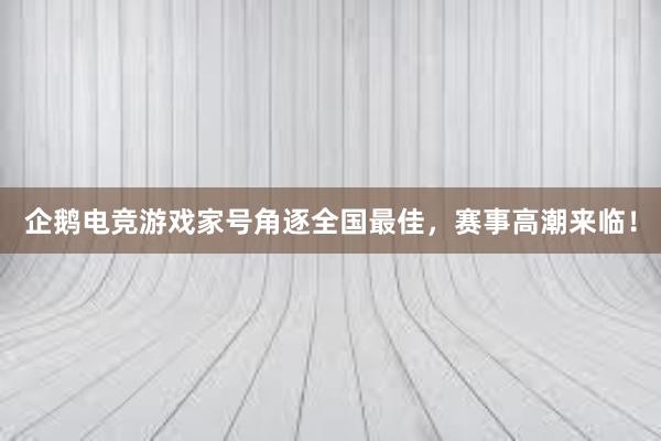 企鹅电竞游戏家号角逐全国最佳，赛事高潮来临！