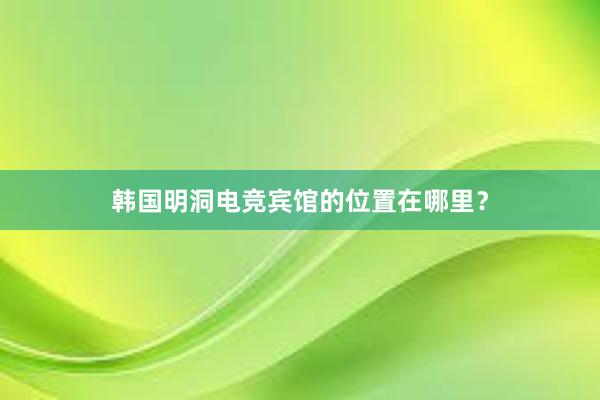 韩国明洞电竞宾馆的位置在哪里？